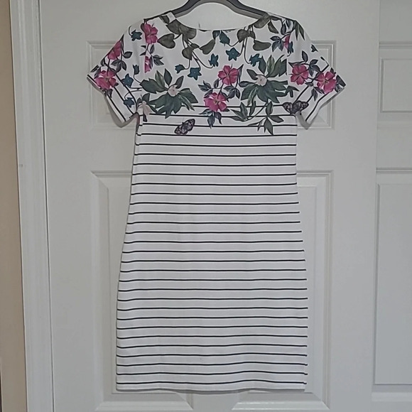 Joules Riviera Striped and Floral Printed Shift Dress - Size 6 - Picture 3 of 11
